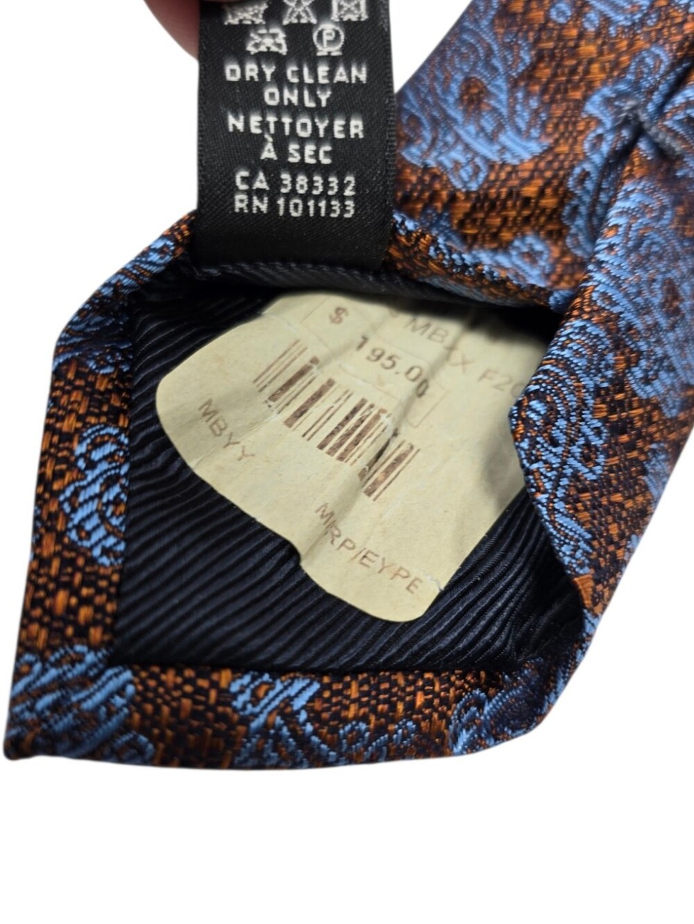 Ermenegildo Zegna Silk Paisley Neck Tie Copper Brown Blue Classic Width Reg - Picture 8 of 8